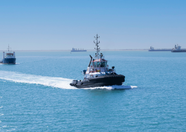 Suez Canal ships and tugboats