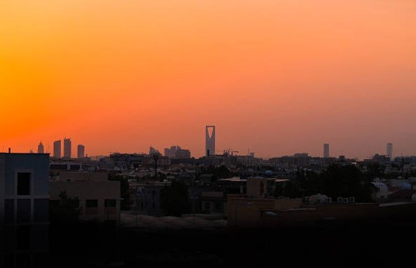 sunset over riyadh city saudi arabia