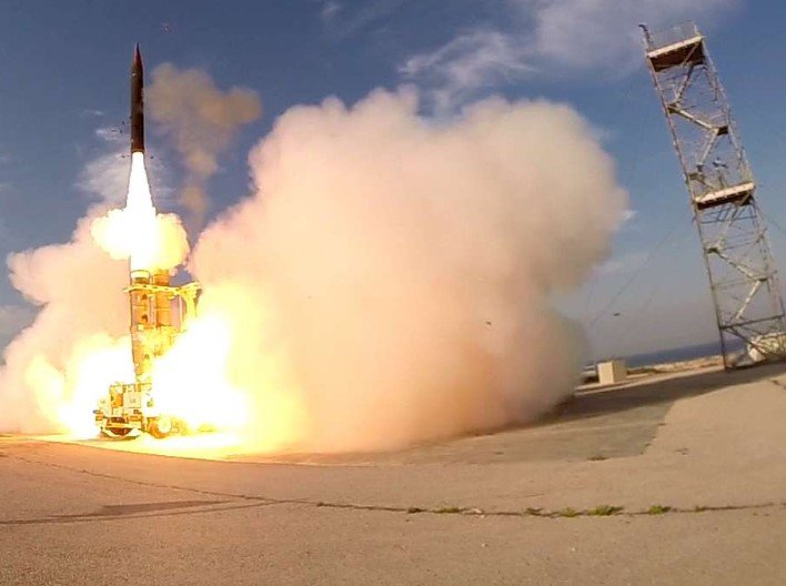 Israeli missile defense intercepting missile