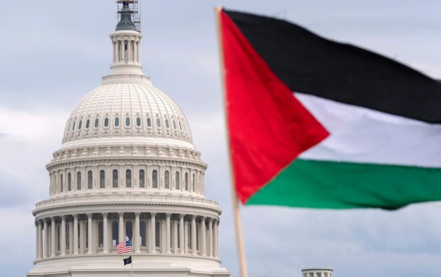 palestinian flag us capitol protest july 2025 kent nishimura