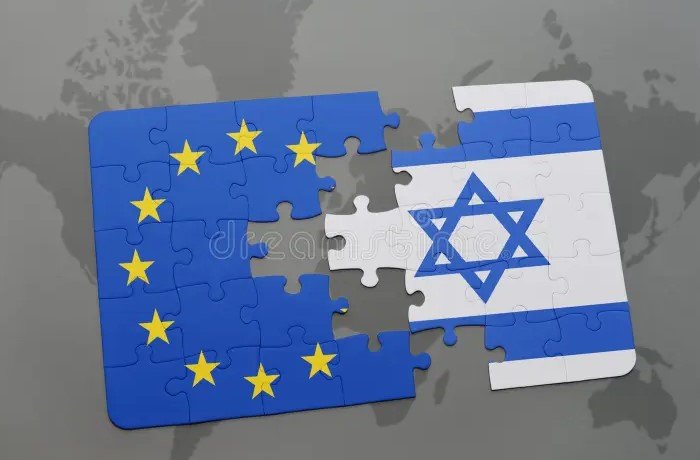 EU flag with Israel map