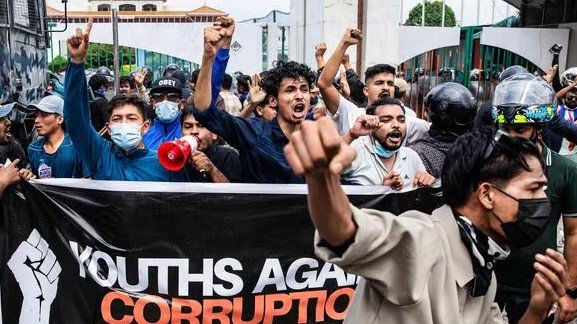 protesters in Kathmandu