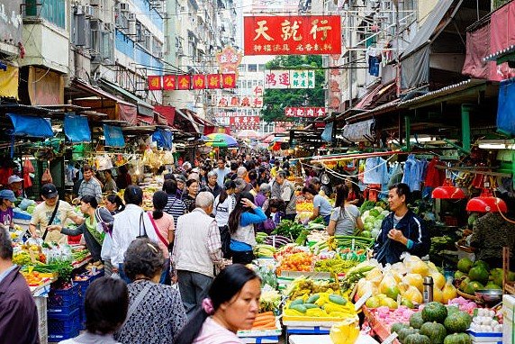 bustling market crowd