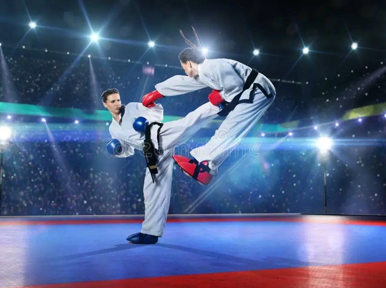 karate athletes competing