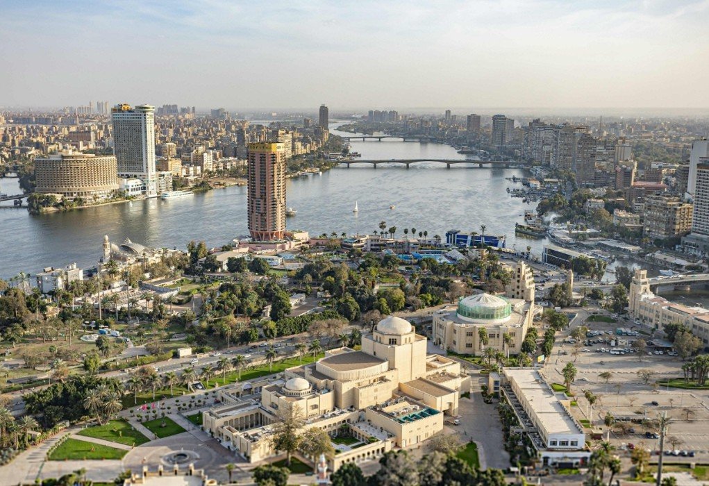 Cairo skyline Nile Egypt stock market