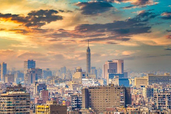 Cairo stock exchange skyline