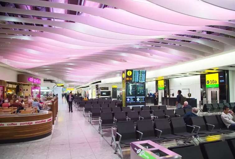 UK airport departure lounge