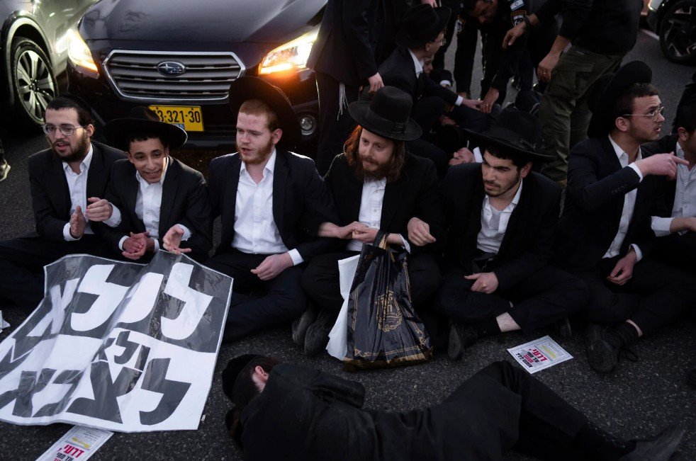 ultra-Orthodox protest blocking highway