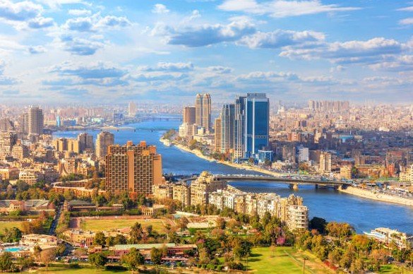 Cairo skyline Nile river