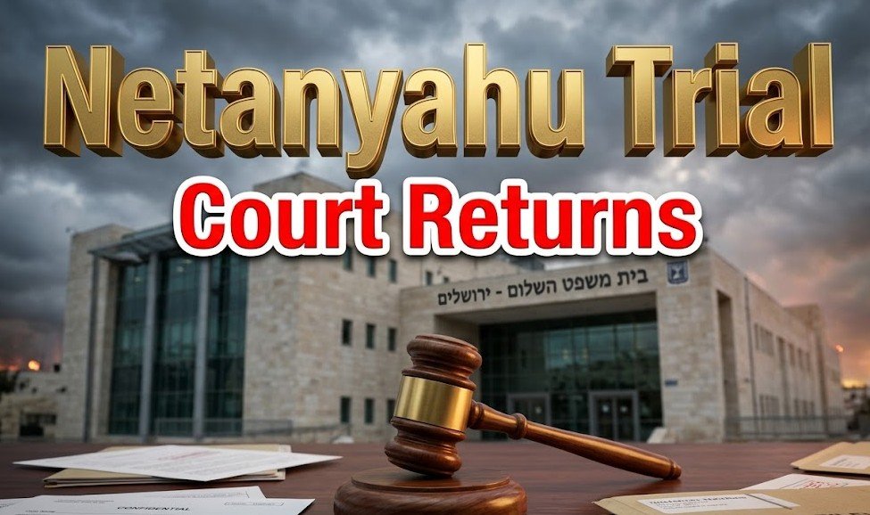 Netanyahu corruption trial court hearing resume Israel