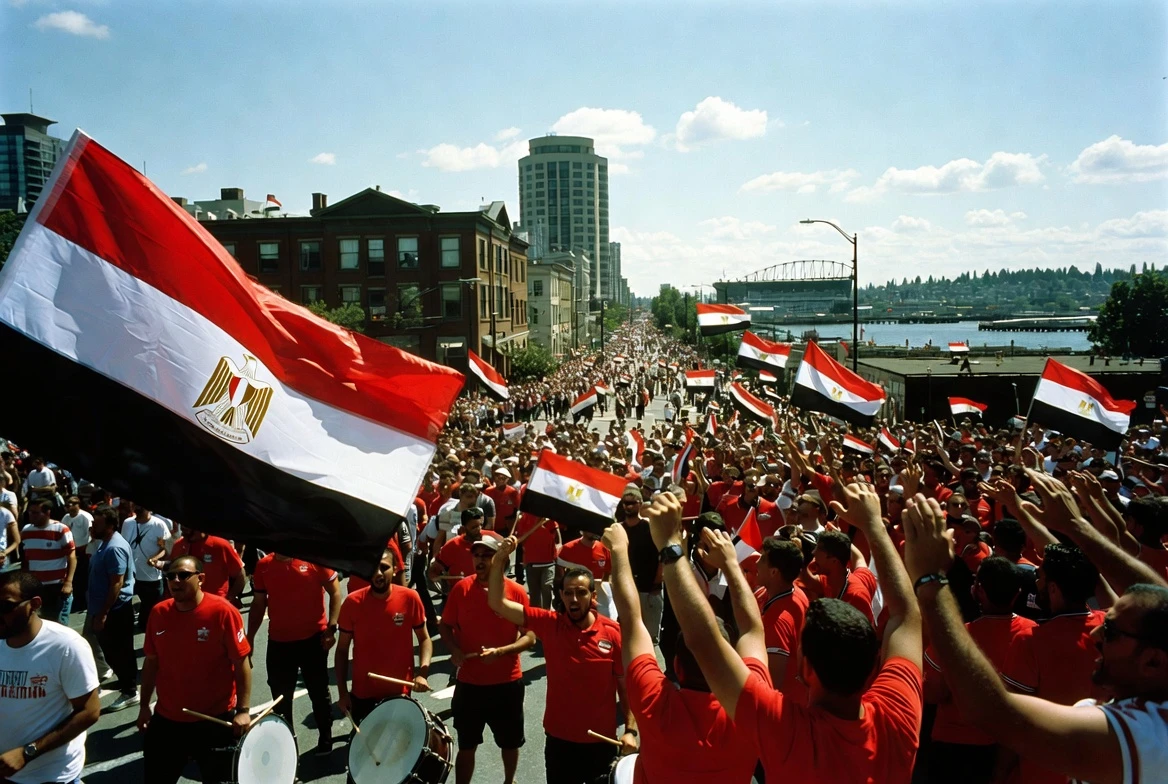 Egyptian fans at Seattle World Cup match against Belgium