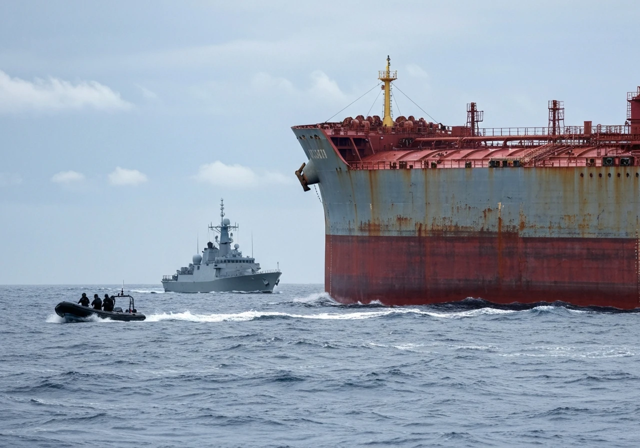 France seizes Russian shadow fleet oil tanker Tagor in the Atlantic Ocean.