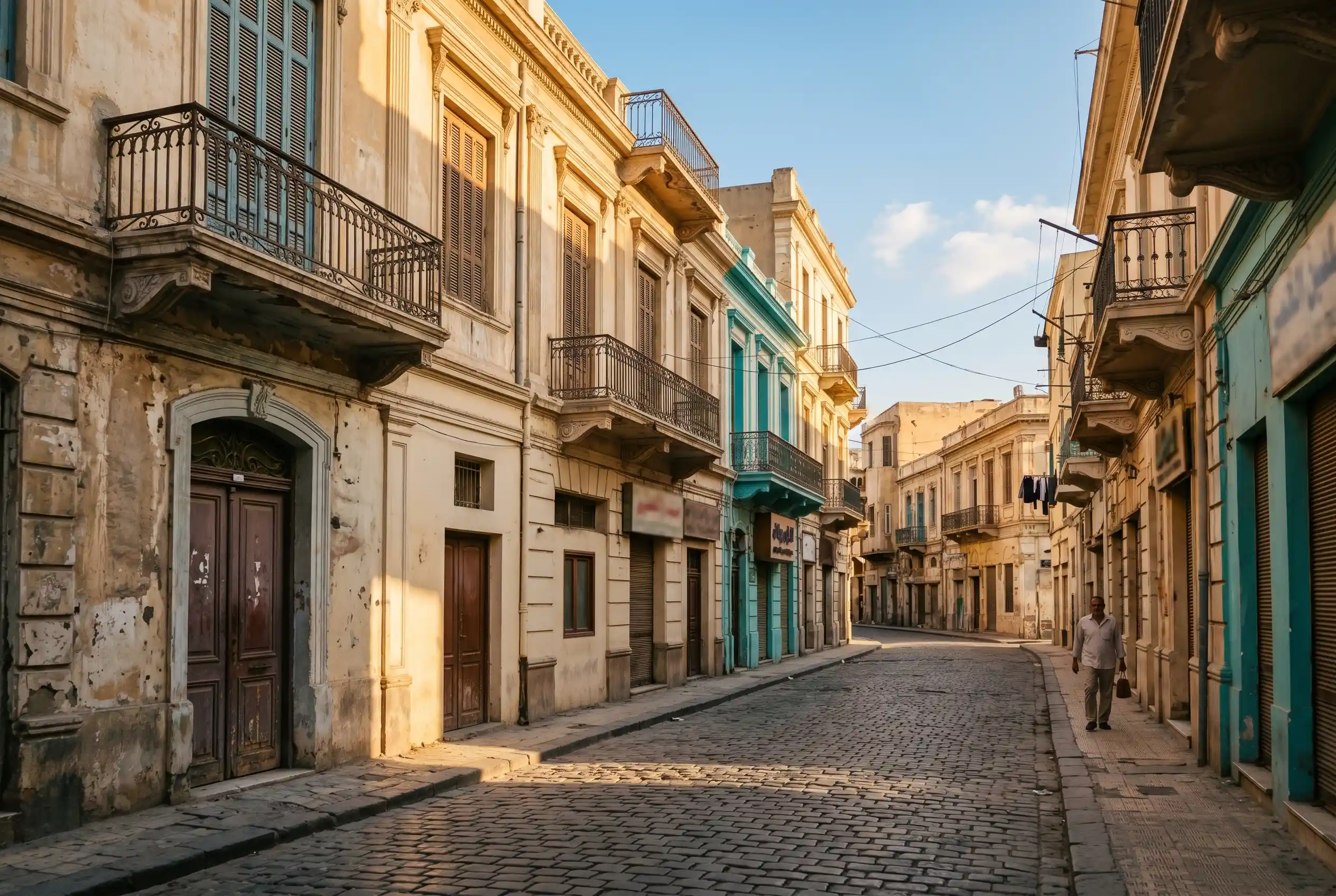 Greeks of Alexandria, faded neoclassical neighborhood