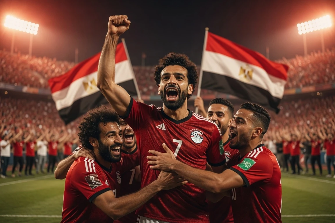 Mohamed Salah Egypt first World Cup win celebration