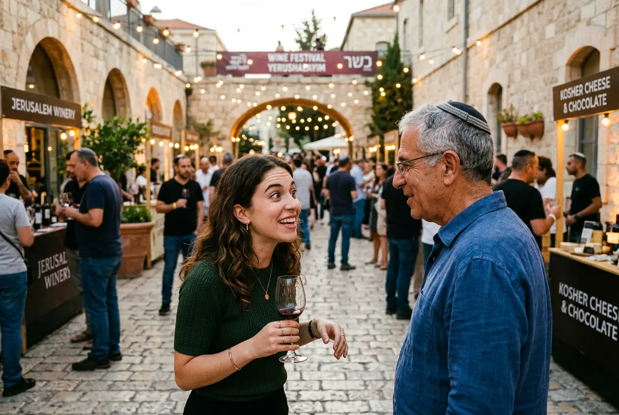 networking in Israel at a wine festival
