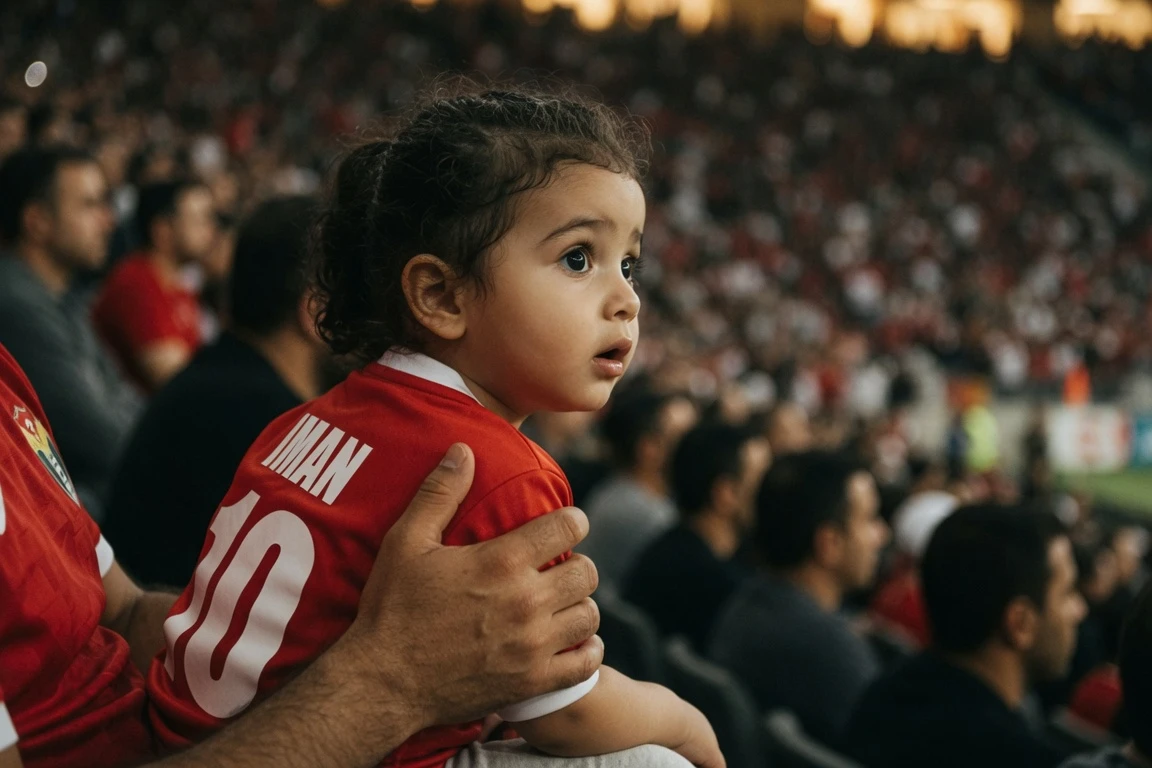 Princess Iman in a red Jordan jersey at the 2026 World Cup