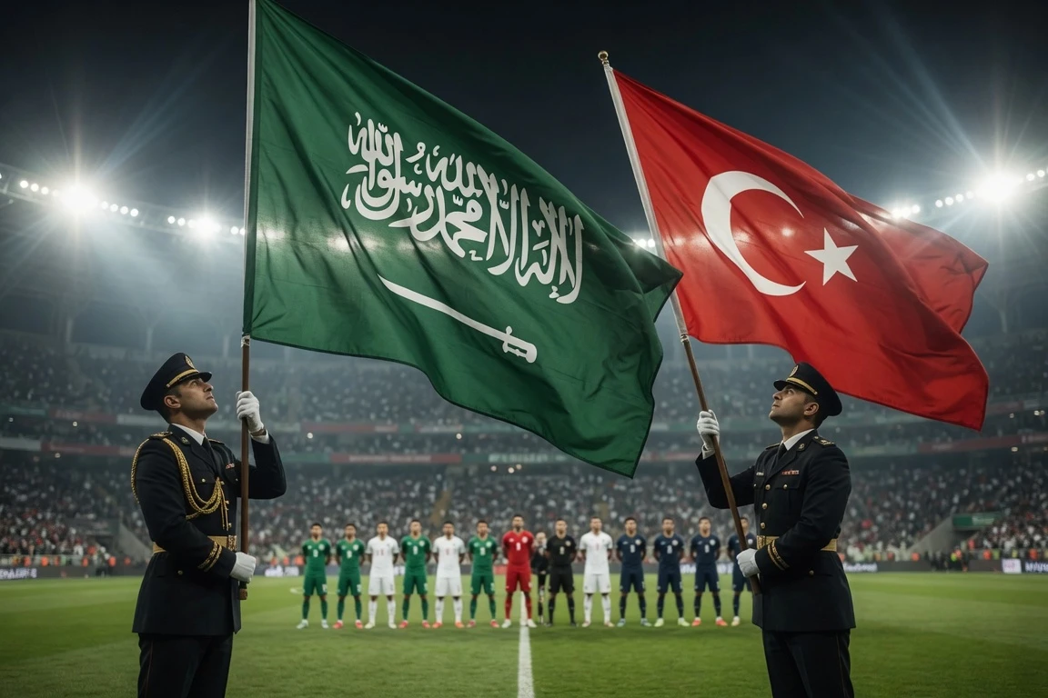 Saudi Arabia Iraq flags held aloft at World Cup