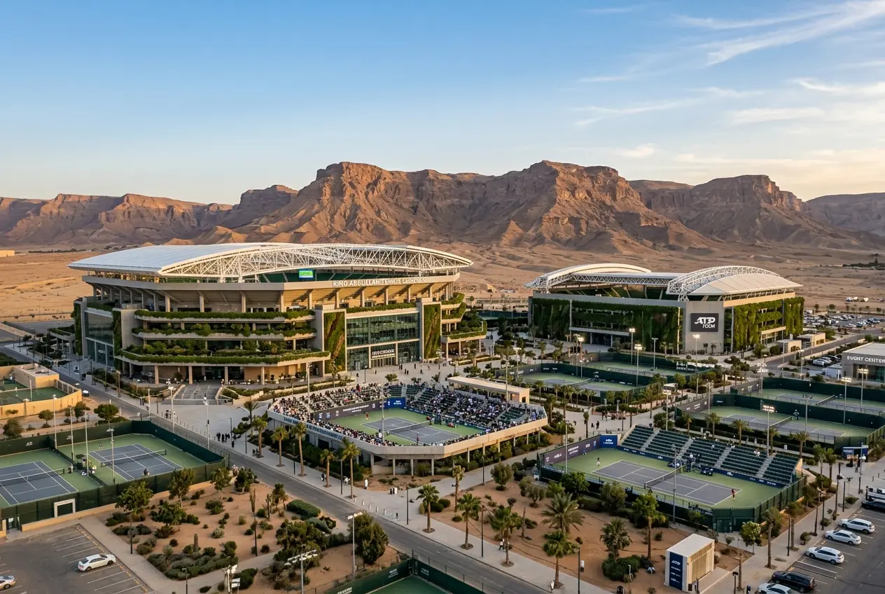 Saudi Arabia tennis centre Qiddiya desert Wimbledon look