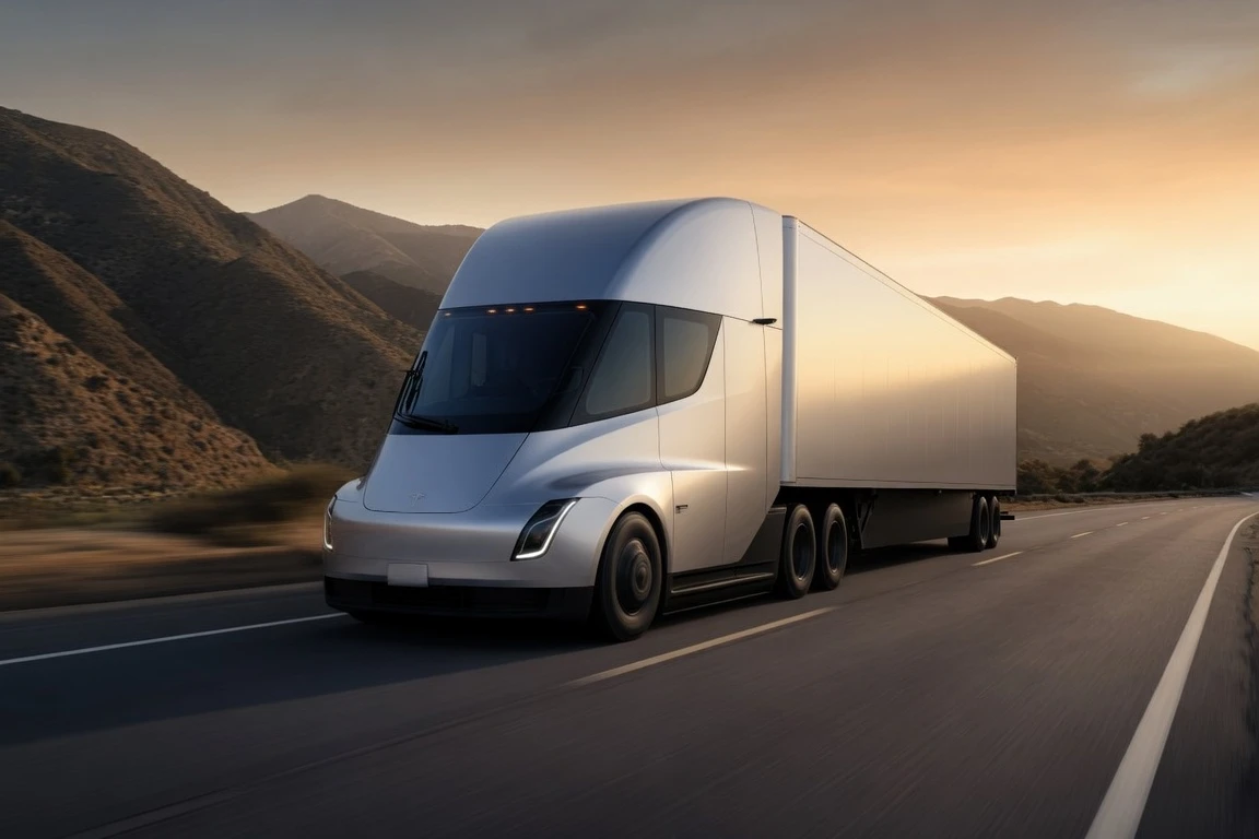 Tesla Semi electric truck on California highway