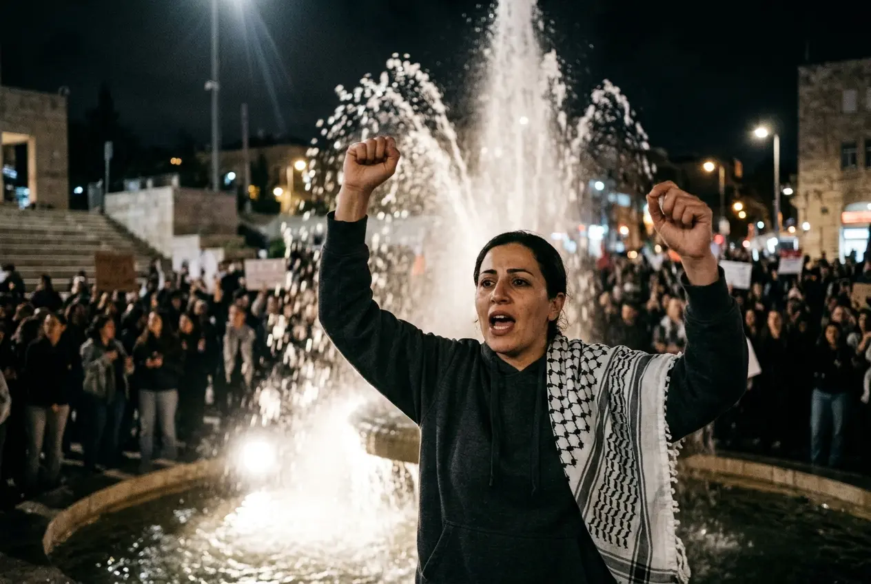 Arab Israelis protesting Arab community violence at night