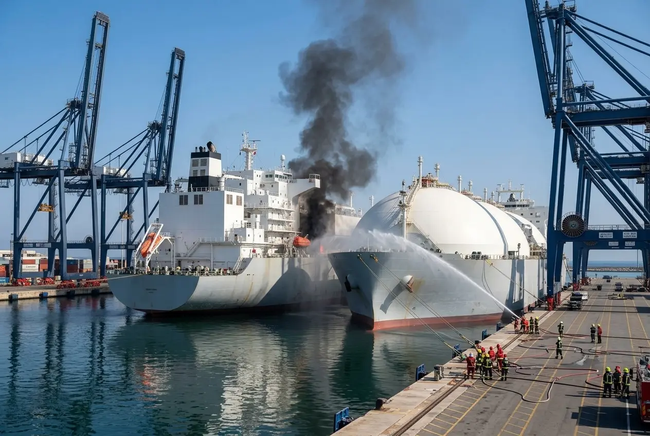 Damietta port drone strike US Energos Winter FSRU fire