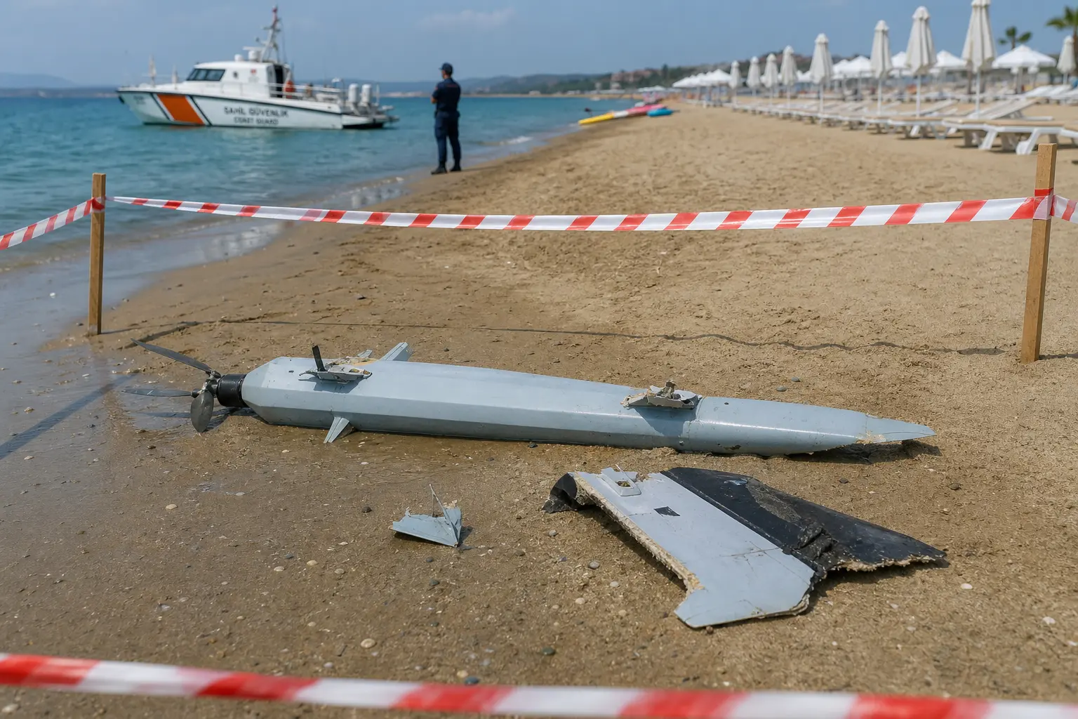 Kamikaze drone explosives found Karaburun beach Istanbul Turkey
