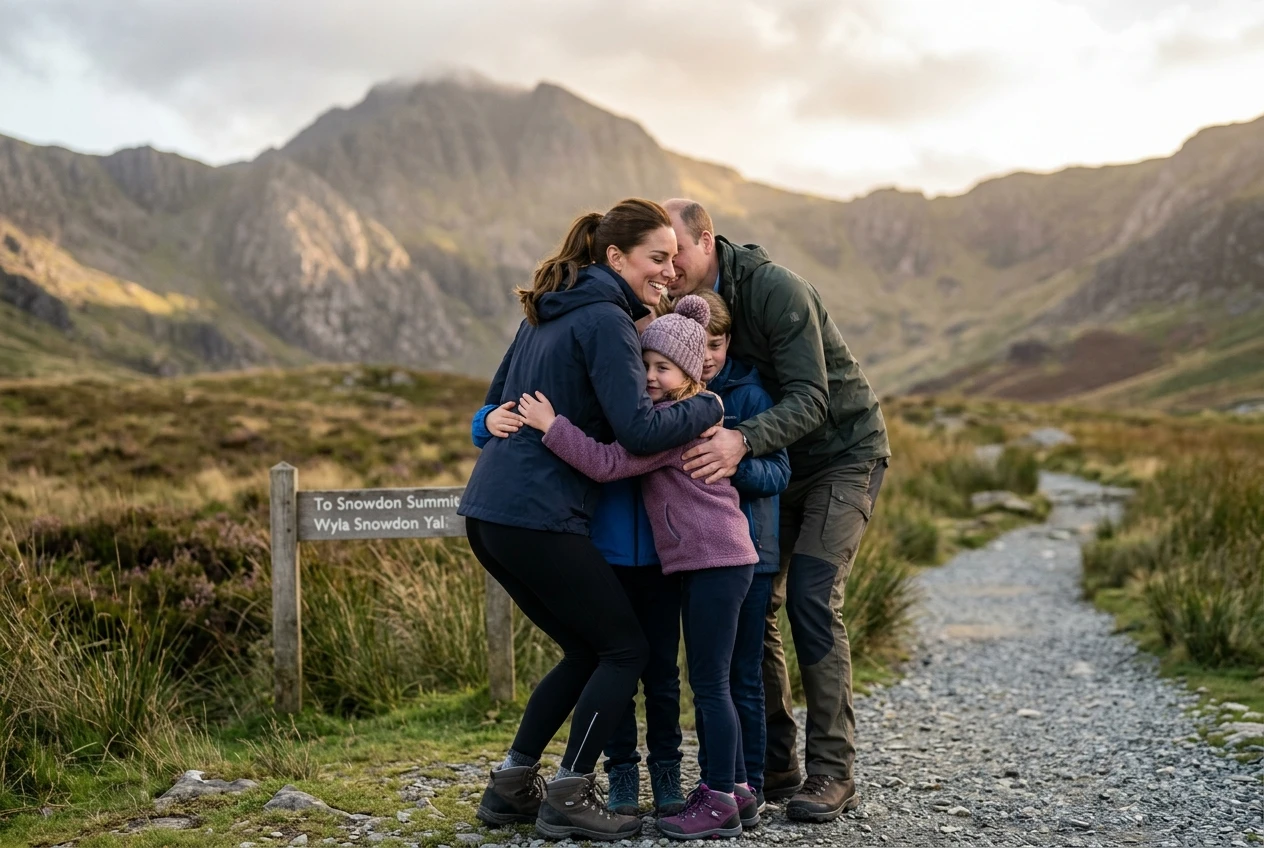 Kate Middleton Three Peaks Challenge Snowdon family embrace