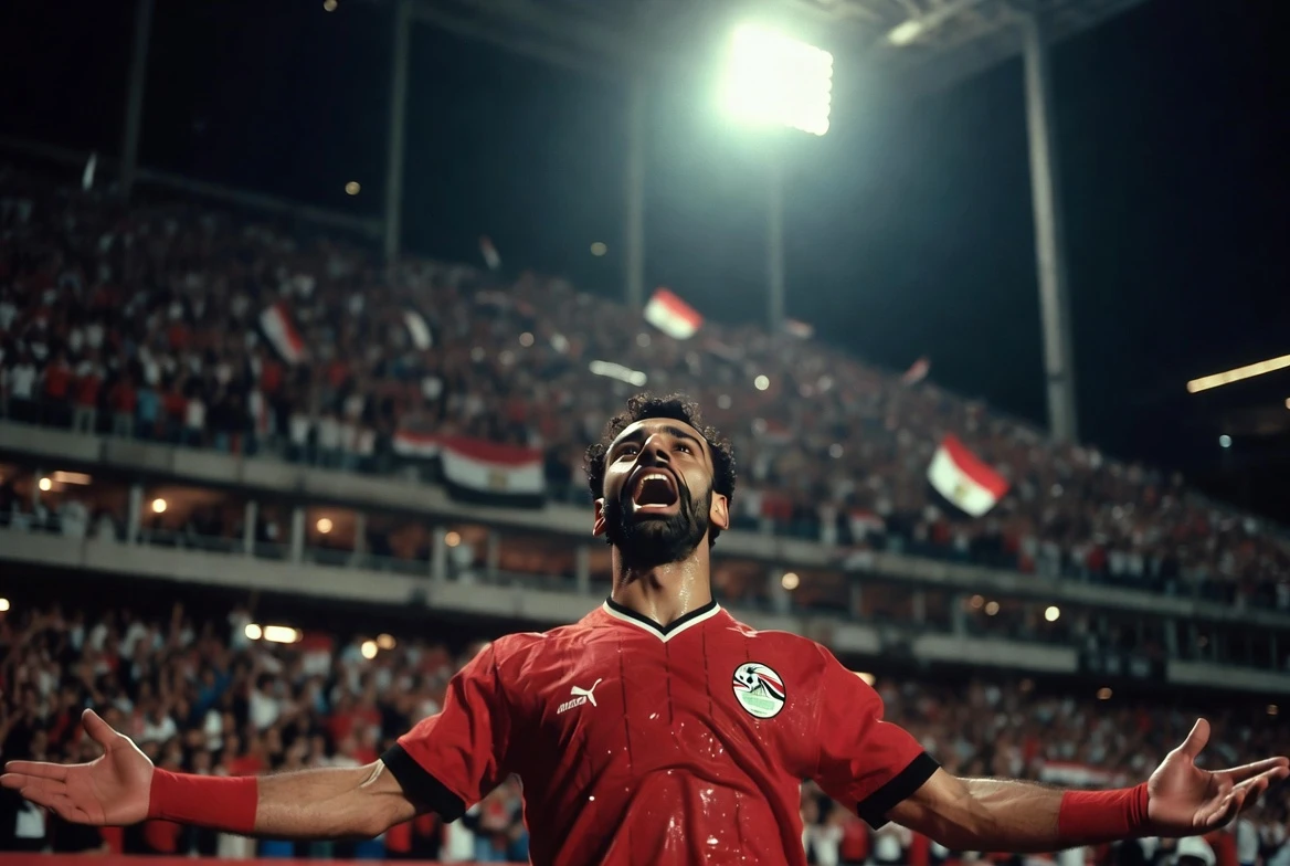 Mohamed Salah celebrates Egypt first World Cup knockout win