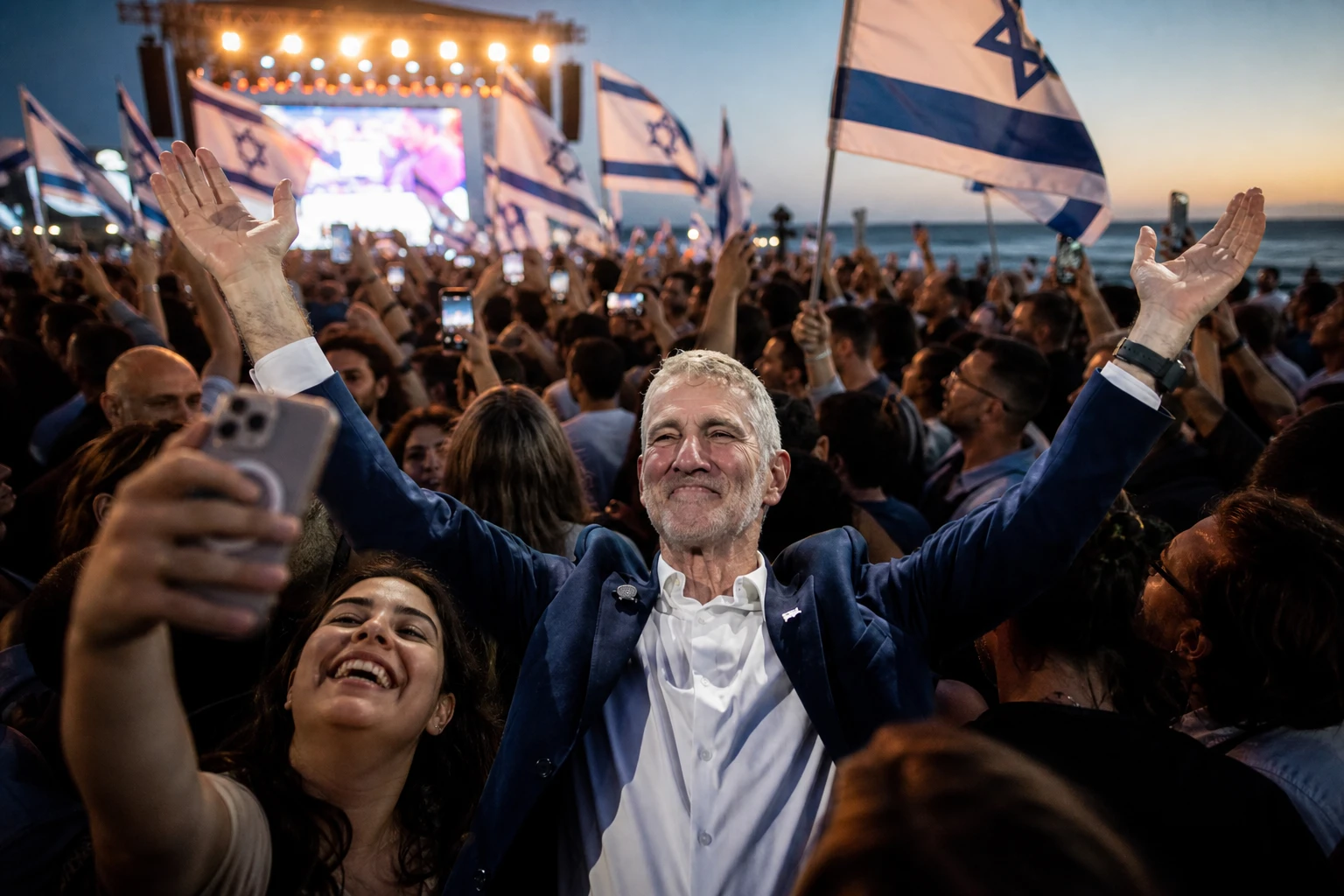 Yair Golan Democrats party election rally Tel Aviv launch