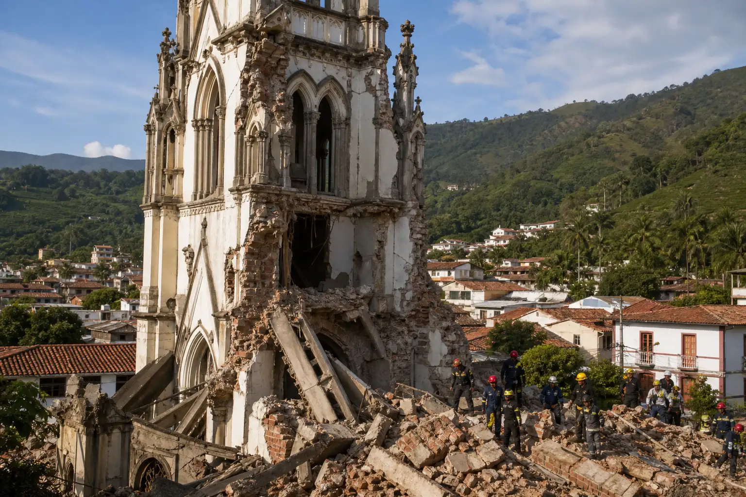 Colombia 7.4 earthquake damage Pereira coffee region collapse