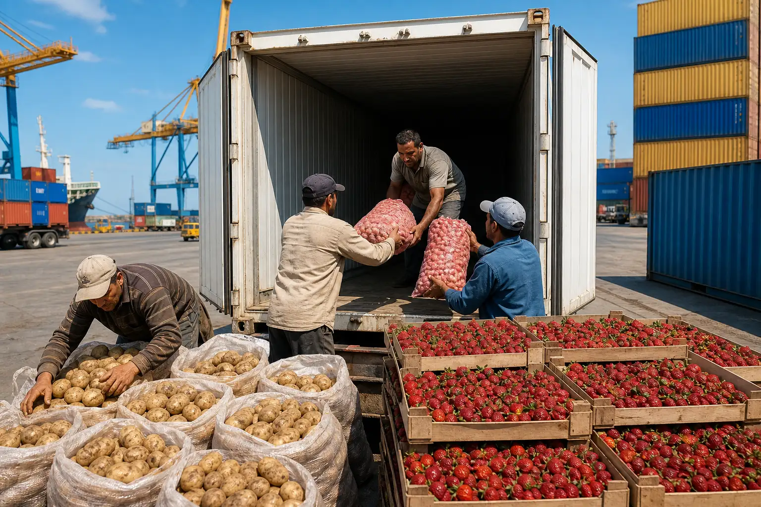 Egypt food exports potatoes strawberries NFSA weekly shipments