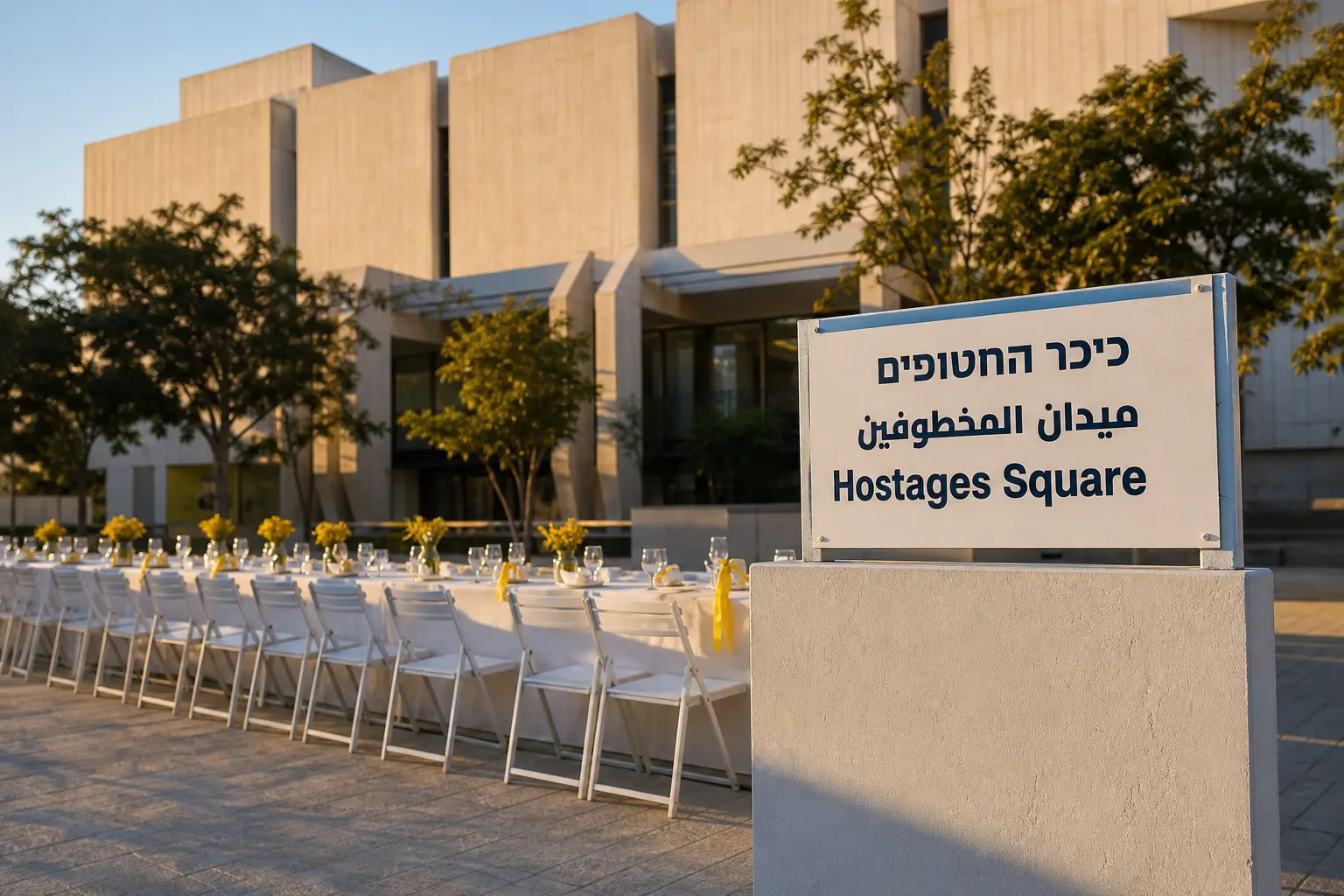 Hostages Square Tel Aviv official name change museum plaza signage