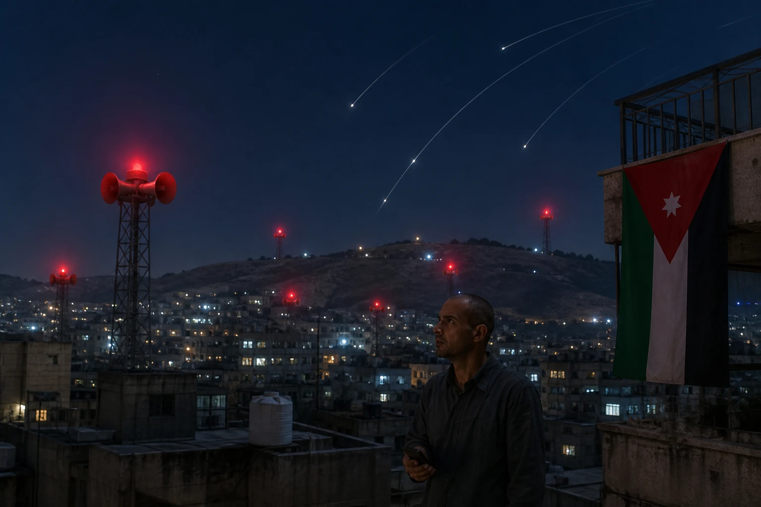 Jordan air raid sirens Amman Iran missile attacks US bases
