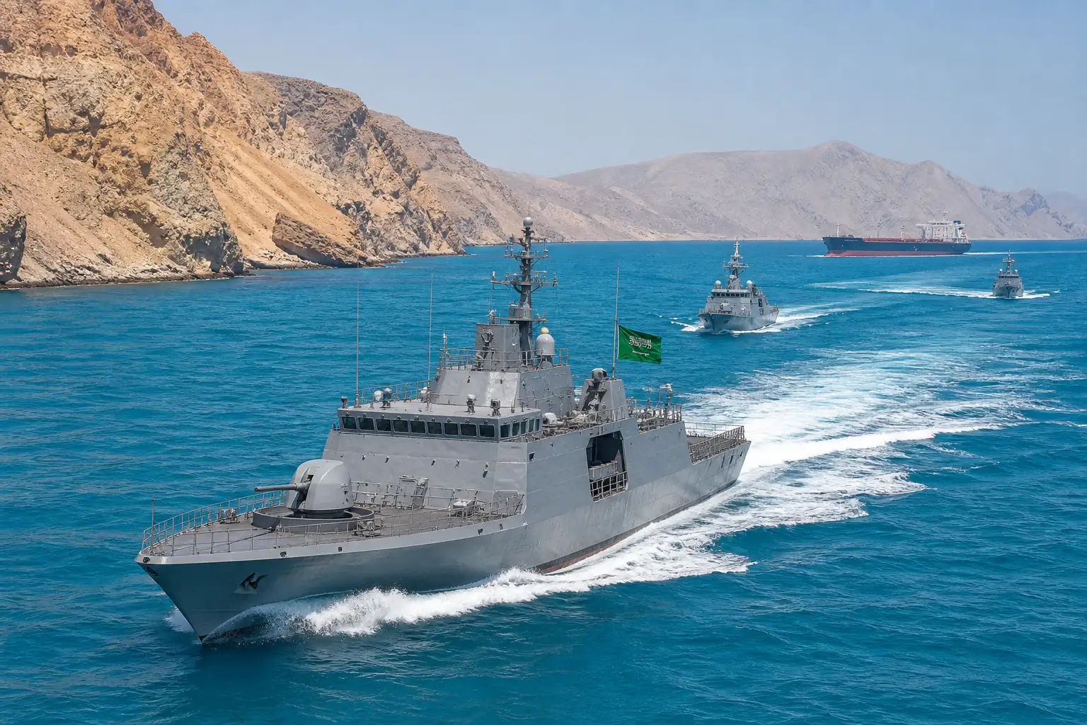 Saudi Red Sea maritime defense alliance naval escort formation