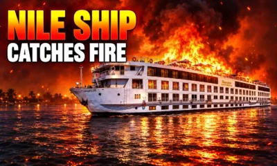 Nile ship fire Almeria travellers jump windows 220 flee