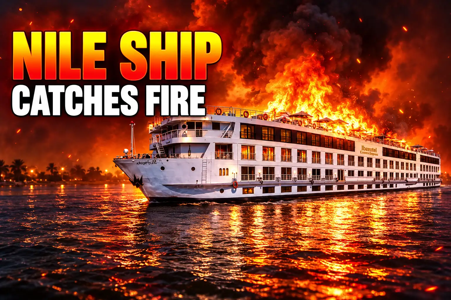 Nile ship fire Almeria travellers jump windows 220 flee