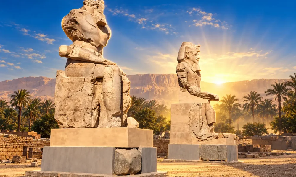 Amenhotep III alabaster colossi re-erected in Luxor