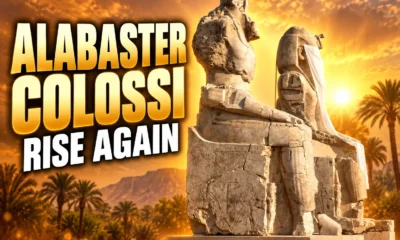 Amenhotep III alabaster colossi restored at Luxor third pylon