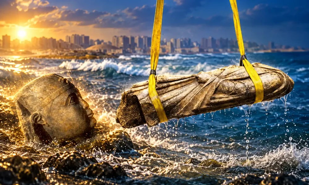 Egypt lifts three Canopus statues Abu Qir