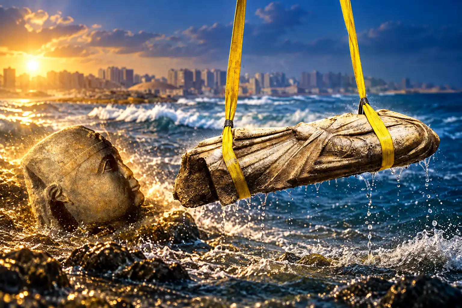 Egypt lifts three Canopus statues from Abu Qir Bay