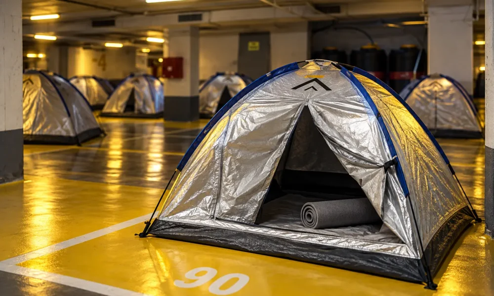 Dizengoff Center volunteer tent shelter June 2025