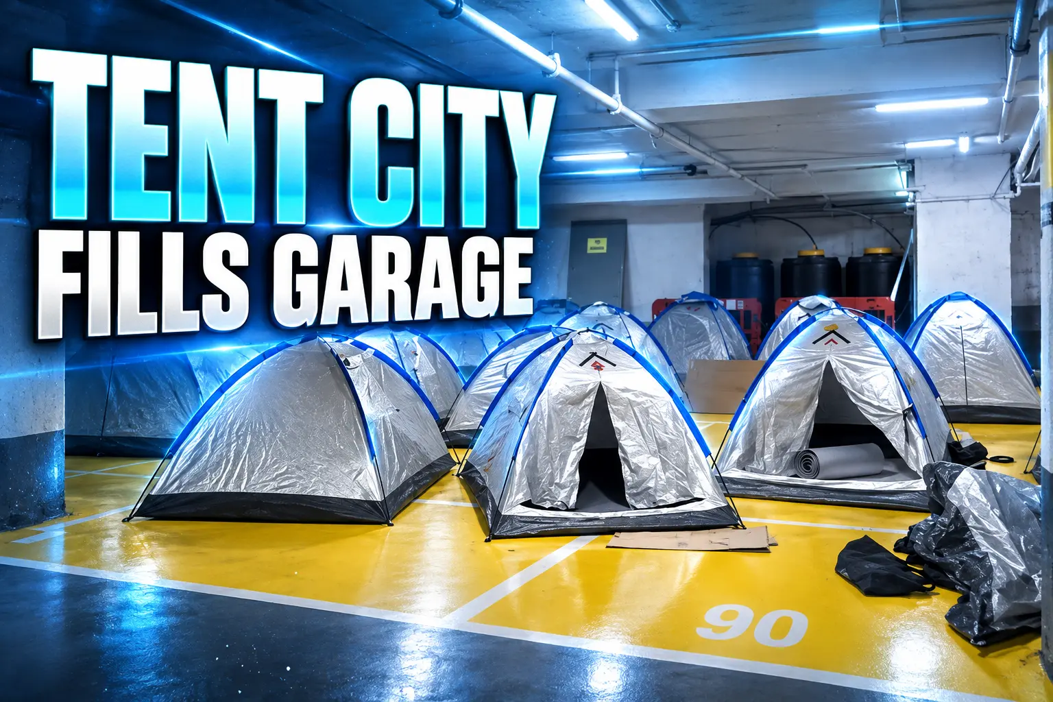 Dizengoff Center Tel Aviv underground parking shelter tents