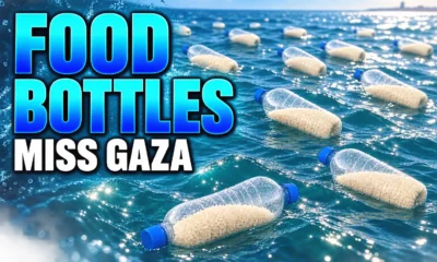 Egyptians throwing food bottles into Mediterranean for Gaza