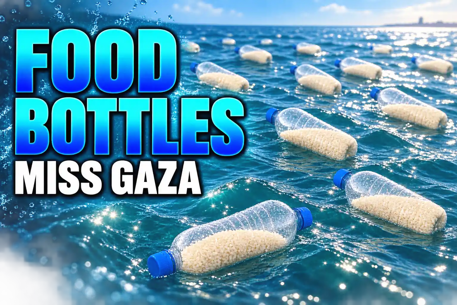 Egyptians throwing food bottles into Mediterranean for Gaza