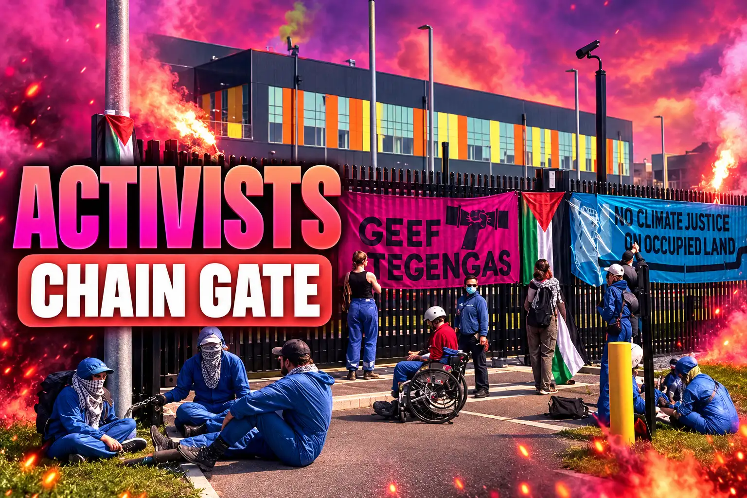 activists chain Microsoft Agriport data center gate
