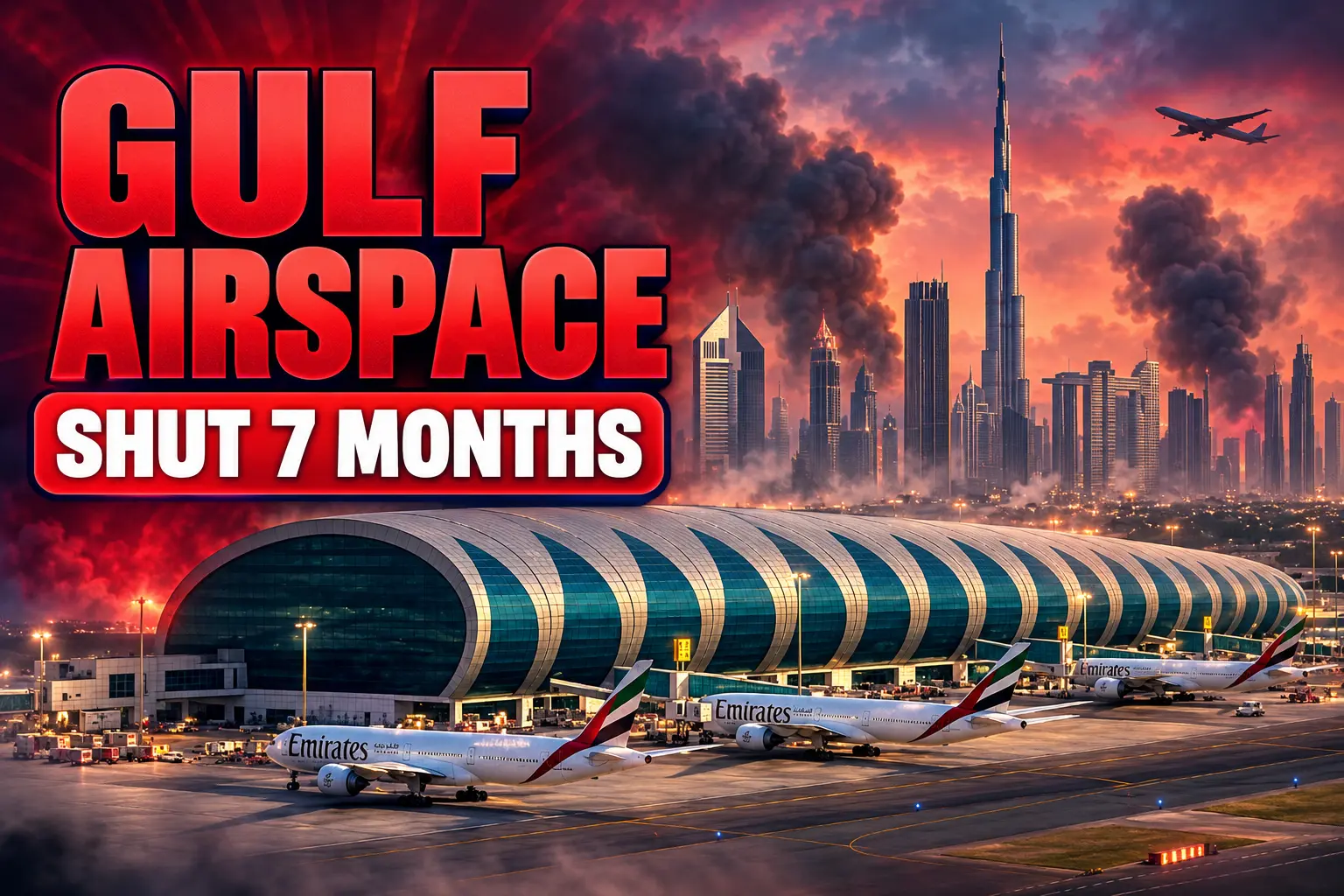 Gulf airspace shutdown seven-month bill Emirates