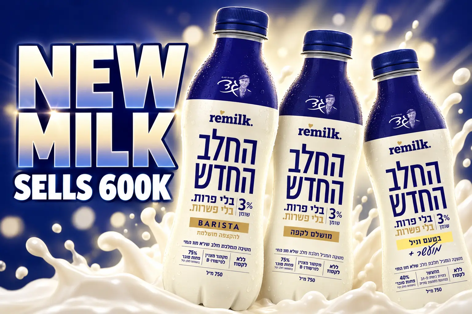 Remilk cow-free milk 600000 bottles Israel pareve