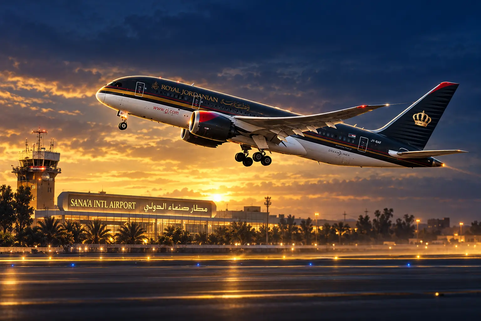 Jordan Royal Jordanian starts Sanaa flights Saudi backed