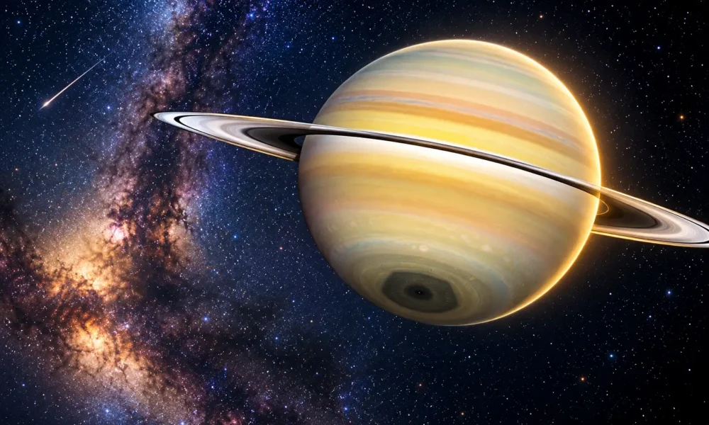 Saturn at opposition October 4 south pole wave