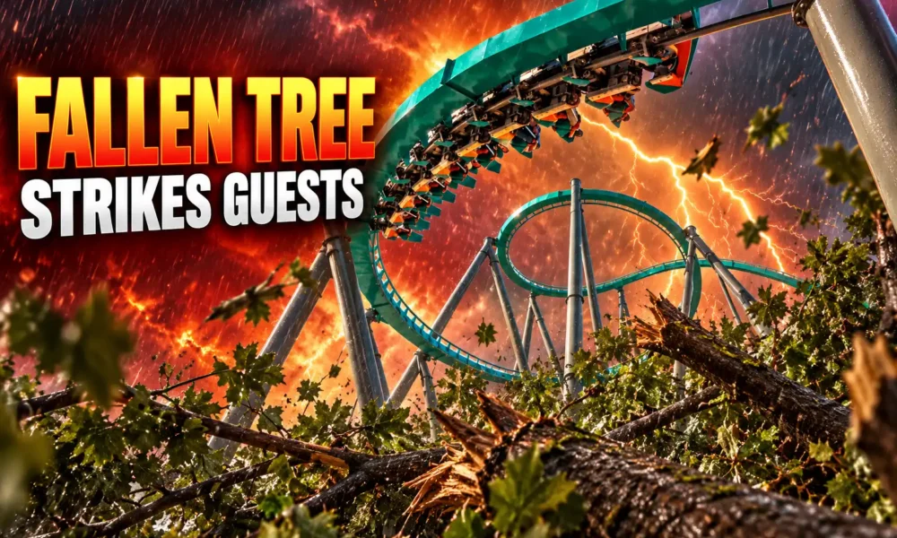 Six Flags Over Georgia fallen tree four guests injured